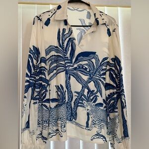 Women's Blue and White Blouse
